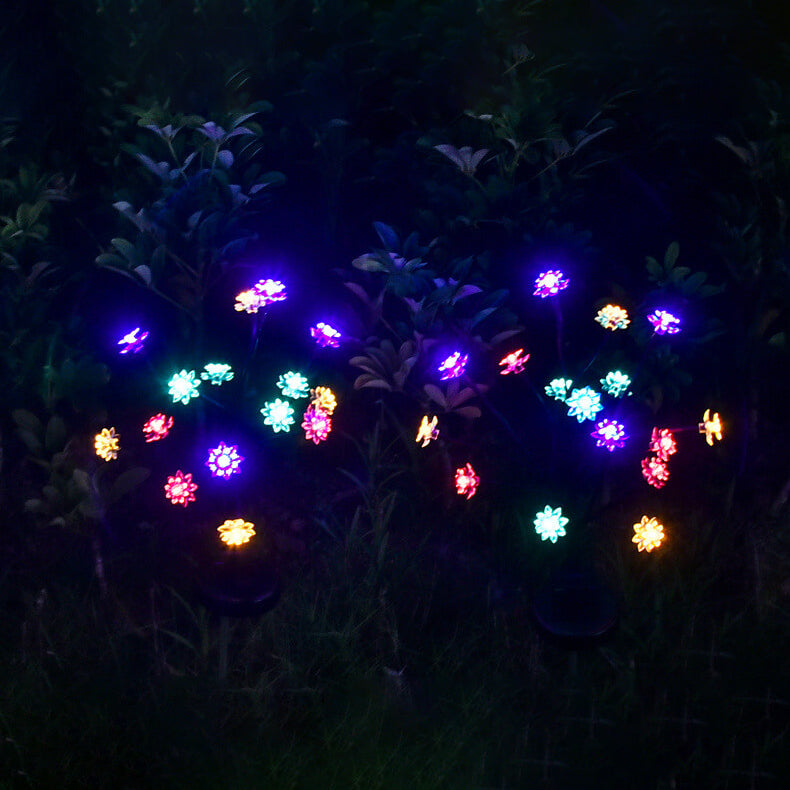 Lámpara solar con forma de rama de loto, 16 LED, decorativa para jardín y césped 