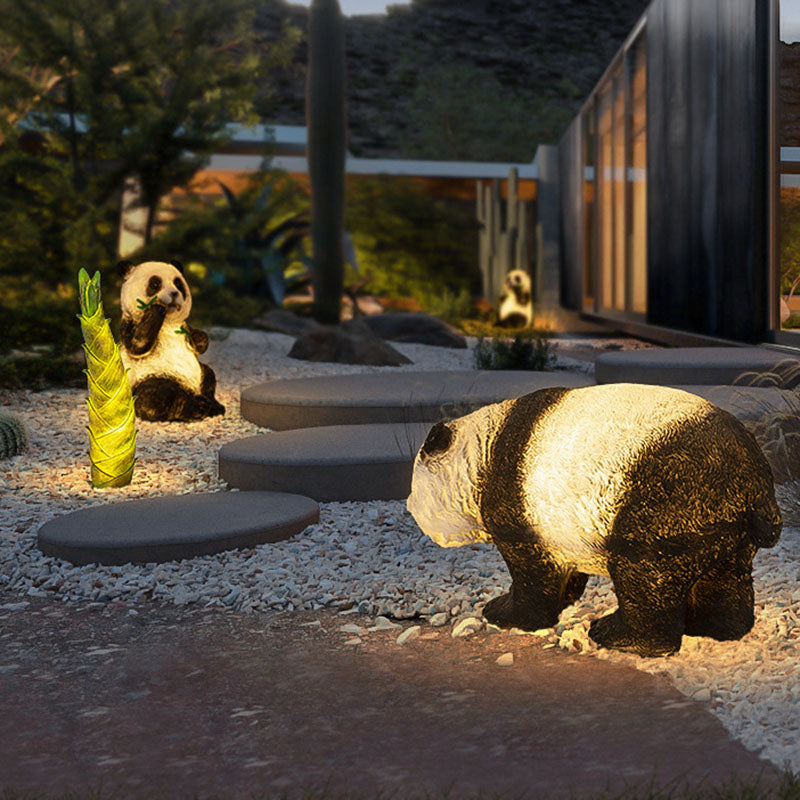 Lampe de paysage à LED en forme d'animal panda en résine créative contemporaine pour jardin