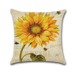 Funda de almohada decorativa de lino y algodón de 18 x 18 pulgadas con diseño de girasol, color verde 