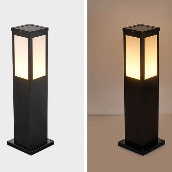 Lampe de chemin d'extérieur étanche à colonne carrée solaire moderne pour pelouse 