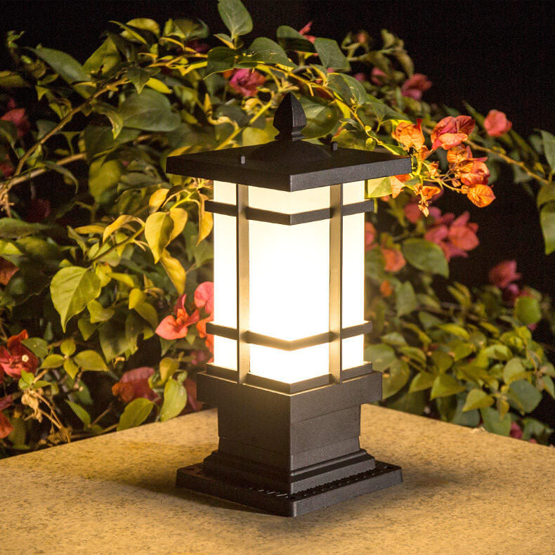 Lampe de pilier de jardin en verre et aluminium imperméable pour paysage extérieur 