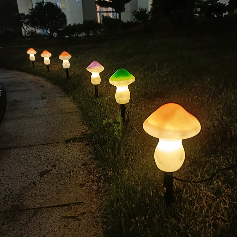 Lámpara LED solar para exteriores con forma de hongo para jardín, césped y suelo 