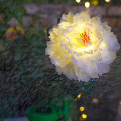 Lampe de sol de jardin à LED solaire d'extérieur étanche en forme de fleur de pivoine de simulation moderne 