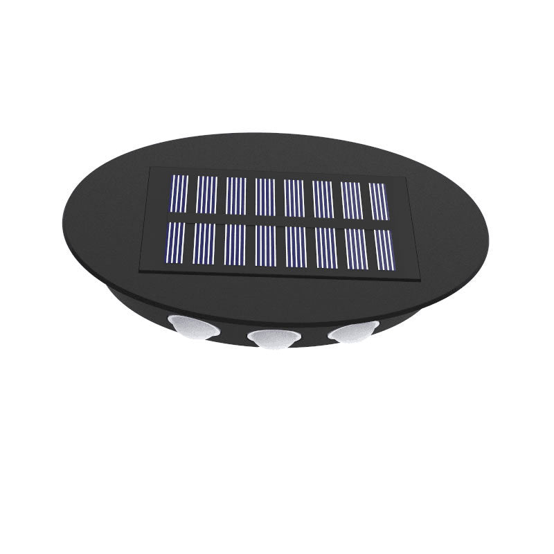 Lámpara de pared LED solar impermeable para jardín, moderna, redonda, de vidrio templado, para exteriores 