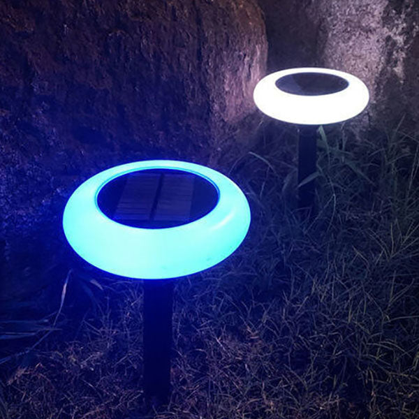 Lámpara LED para jardín exterior con 7 colores simples y redonda con forma de flor de ciruelo 