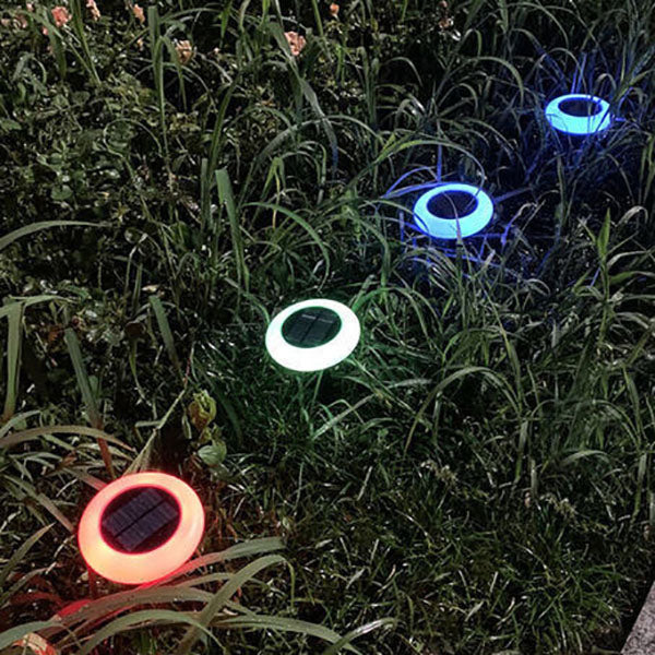 Lámpara LED para jardín exterior con 7 colores simples y redonda con forma de flor de ciruelo 