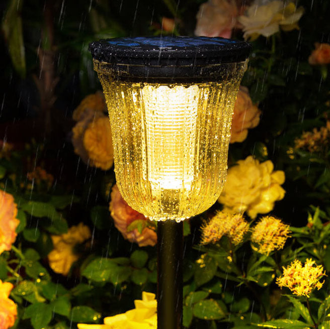 Lámpara LED de césped para jardín, moderna, transparente, negra, solar, impermeable, para exteriores 