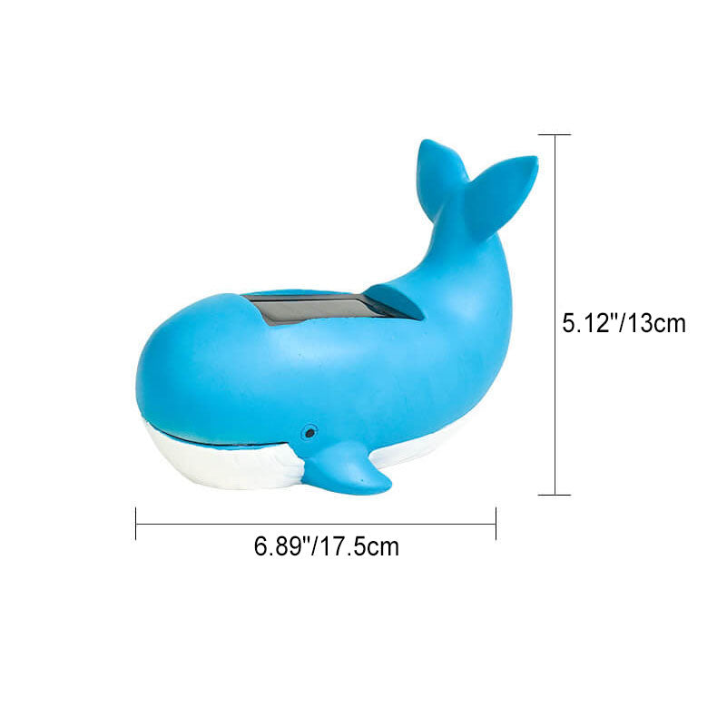 Lampe solaire créative en résine en forme de baleine pour extérieur 