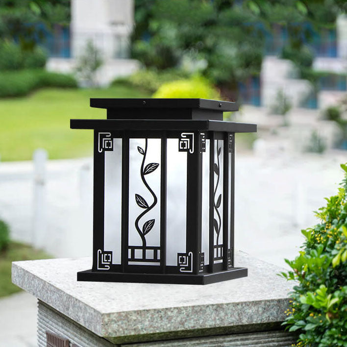 Contemporary Industrial Iron Column Acrylic Shade 1-Light Solar Lawn Landscape Light For Outdoor