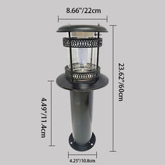 Lampe solaire d'extérieur à LED cylindrique en acier inoxydable et acrylique, imperméable, éclairage de paysage pour pelouse 