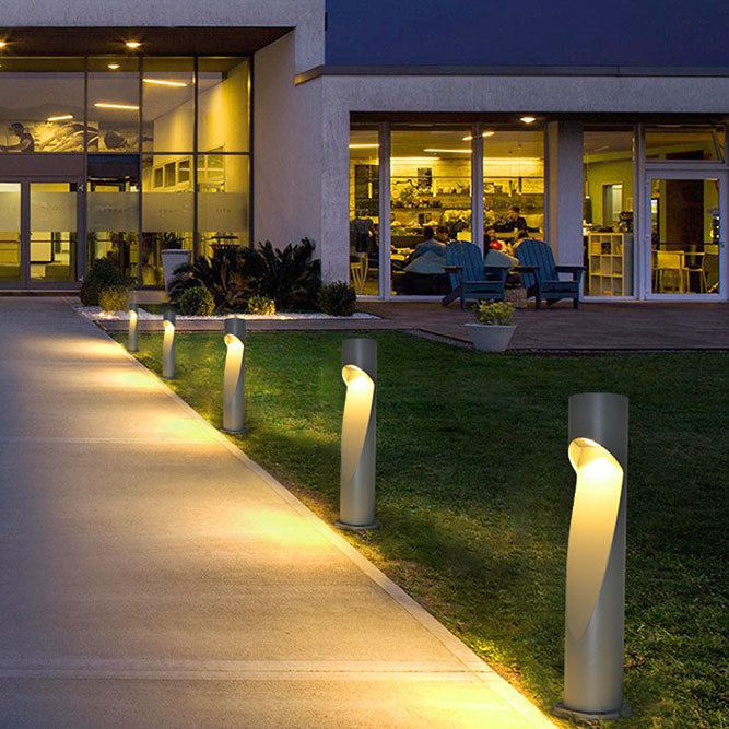 Lámpara LED minimalista creativa con forma de columna geométrica hueca para exteriores, resistente al agua, para césped y paisaje 