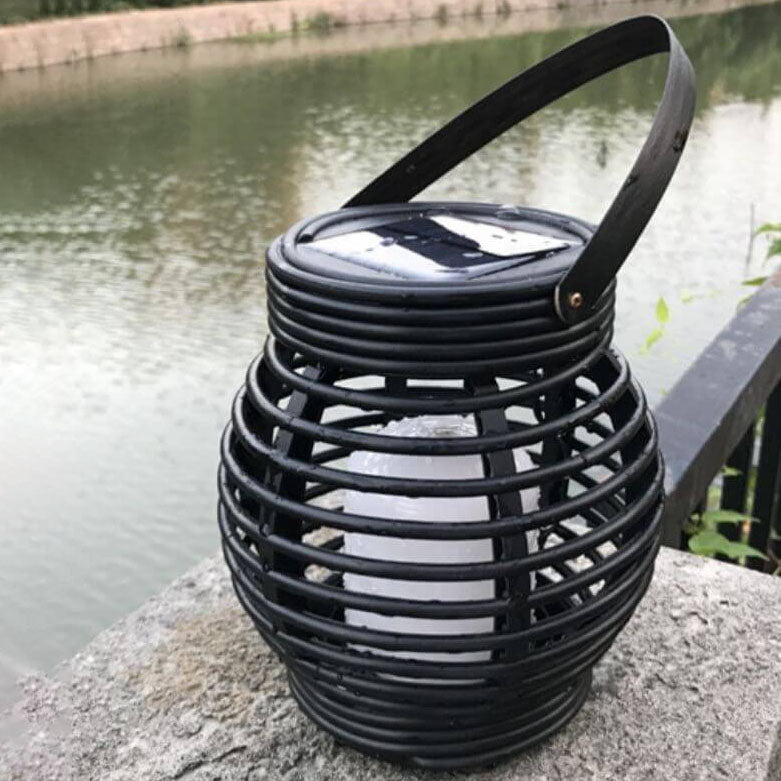 Lampe décorative de jardin étanche à LED en forme de cage à flamme solaire d'extérieur 