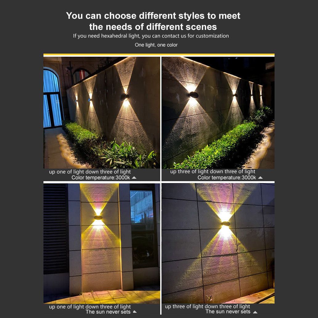 Lámpara de pared LED solar impermeable para jardín, moderna, redonda, de vidrio templado, para exteriores 