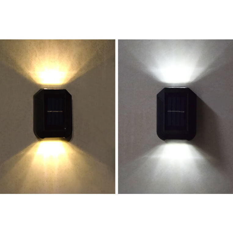 Aplique de pared con luz LED para exteriores, para jardín, con iluminación solar hacia arriba y hacia abajo 