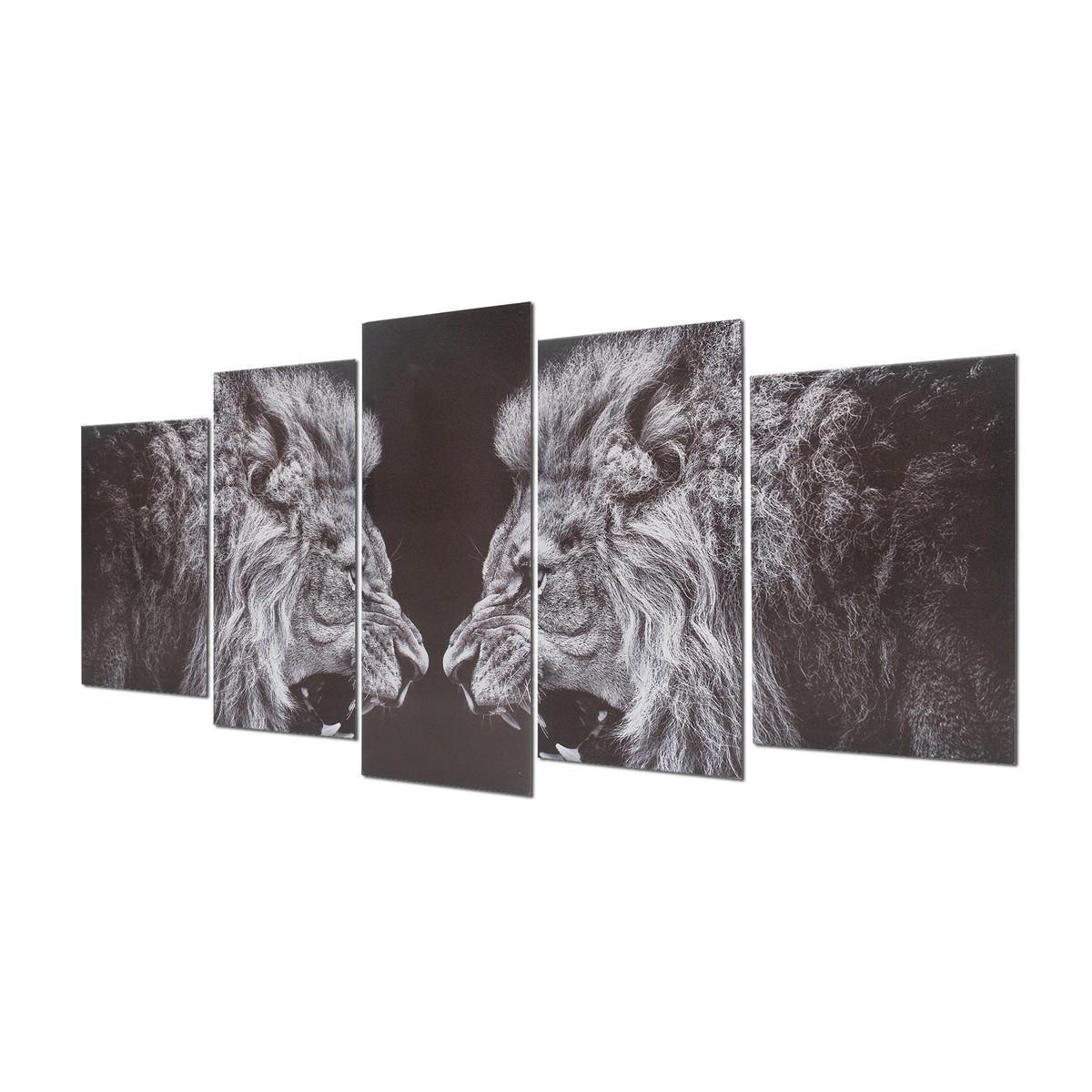 5Pcs Black White Lion Canvas Print Art Painting Wall Picture Home Decor Framed Decorations