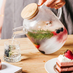 Théière en verre et liège en bambou 