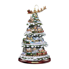 Pinturas adhesivas navideñas con árboles de cristal - Wonderland Express - Escultura giratoria con árbol de Navidad