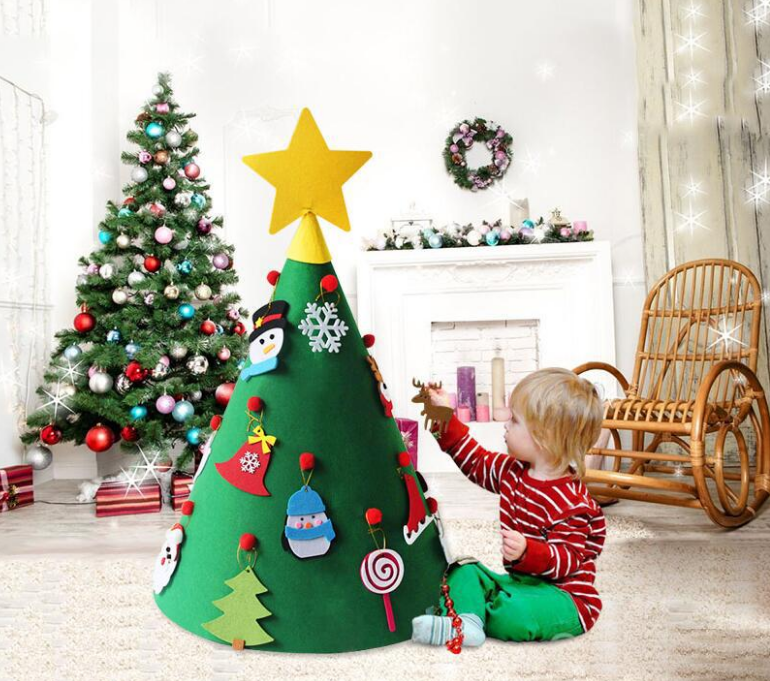 Sapin de Noël en feutre Pendentif sapin de Noël tridimensionnel Puzzle pour enfants Fait main DIY