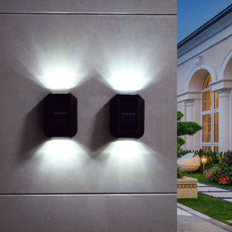 Aplique de pared con luz LED para exteriores, para jardín, con iluminación solar hacia arriba y hacia abajo 