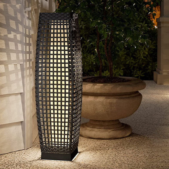 Simple Rattan Weaving Hollow LED Outdoor Solar Lawn Landscape Light