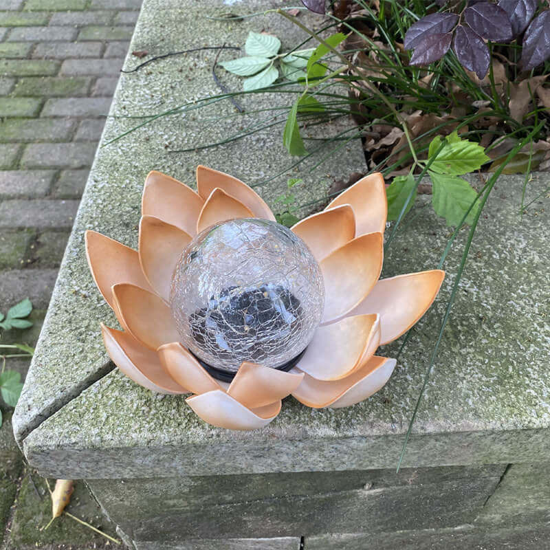 Solar Modern Glass Lotus LED Outdoor Landscape Light