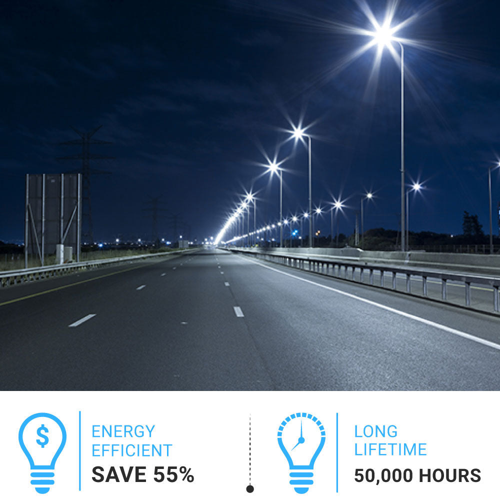 Lampadaire LED 240 W avec cellule photoélectrique du crépuscule à l'aube, 5 700 K, montage universel, bronze, étanche IP65, AC 120-277 V, éclairage public LED commercial - éclairage de parking