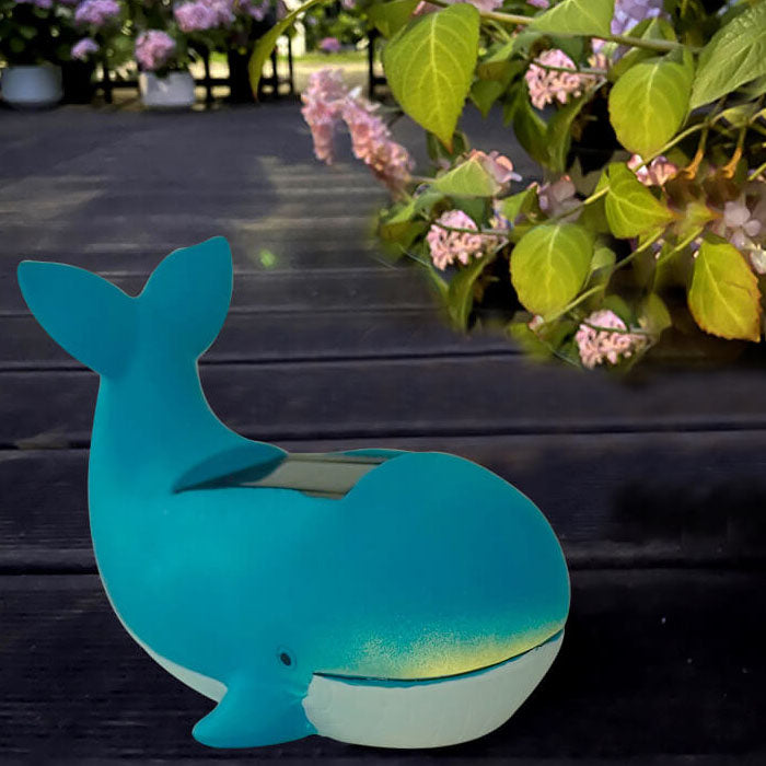 Lampe solaire créative en résine en forme de baleine pour extérieur 