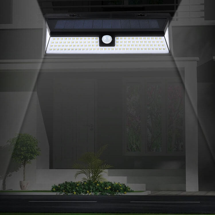 Modern Black Rectangular Human Sensor Solar Waterproof Outdoor Garden LED Wall Light