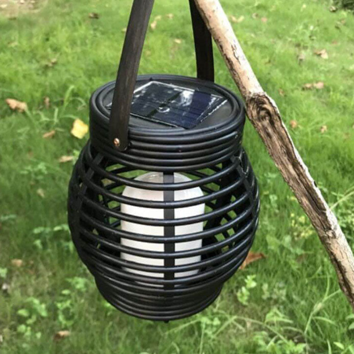 Lampe décorative de jardin étanche à LED en forme de cage à flamme solaire d'extérieur 