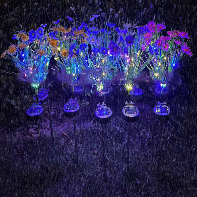 Solar Modern Color Flower Shaped LED Grounding Plug Outdoor Light