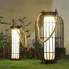 Solar Chinese Striped Lantern Design LED Outdoor Hangable Garden Decorative Light