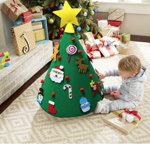 Sapin de Noël en feutre Pendentif sapin de Noël tridimensionnel Puzzle pour enfants Fait main DIY