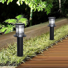 Lampe solaire d'extérieur à LED cylindrique en acier inoxydable et acrylique, imperméable, éclairage de paysage pour pelouse 