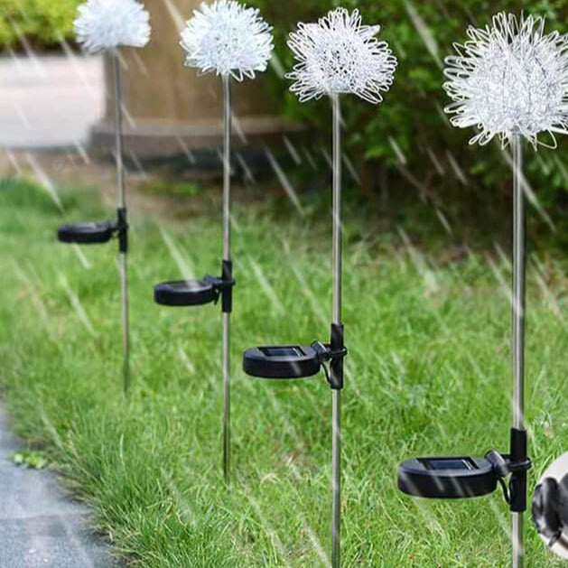 Solar Dandelion Aluminum Wire Globe Light LED Outdoor Waterproof Luminous Garden Insert Ground Landscape Light