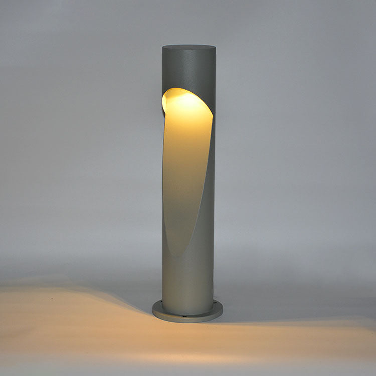 Lámpara LED minimalista creativa con forma de columna geométrica hueca para exteriores, resistente al agua, para césped y paisaje 