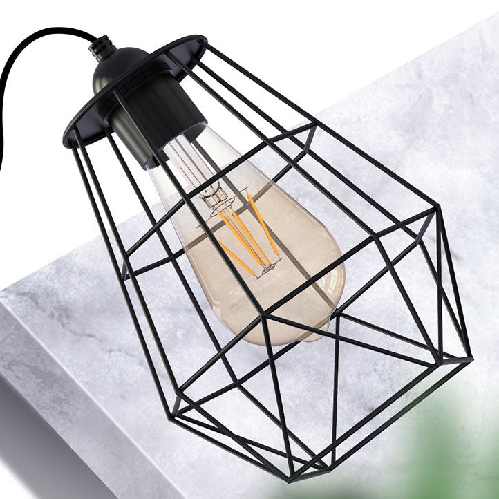 Solar Outdoor Geometric Cage LED Patio Pendant Light