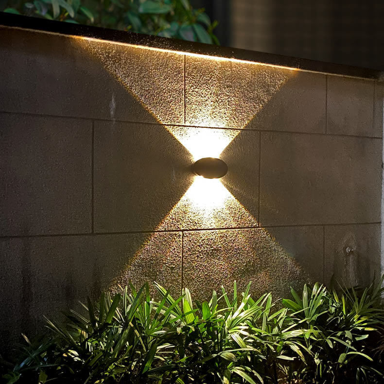 Lámpara de pared LED solar impermeable para jardín, moderna, redonda, de vidrio templado, para exteriores 