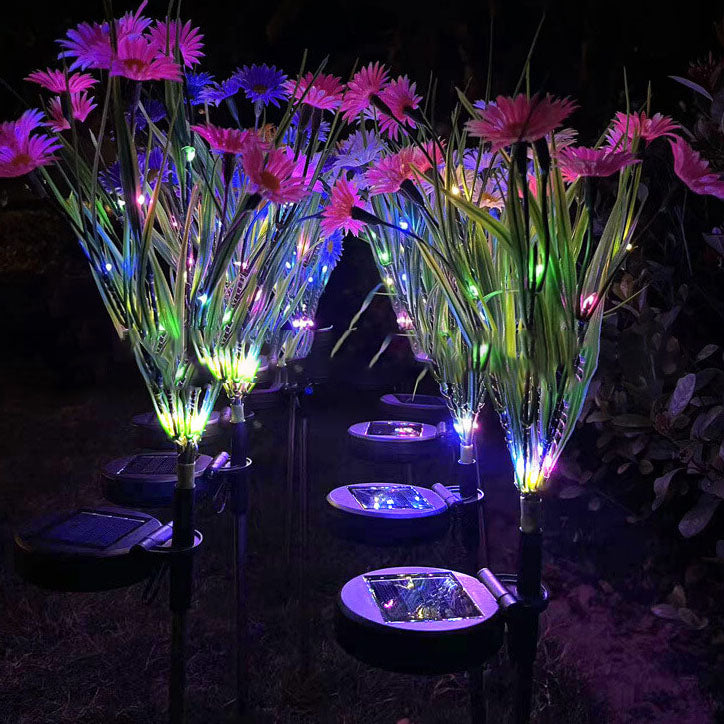 Solar Modern Color Flower Shaped LED Grounding Plug Outdoor Light