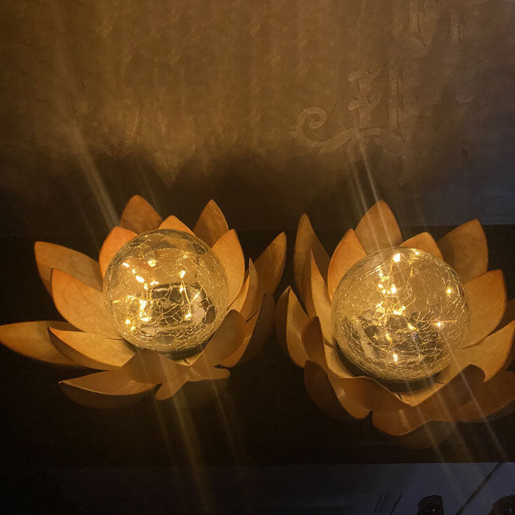 Solar Modern Glass Lotus LED Outdoor Landscape Light