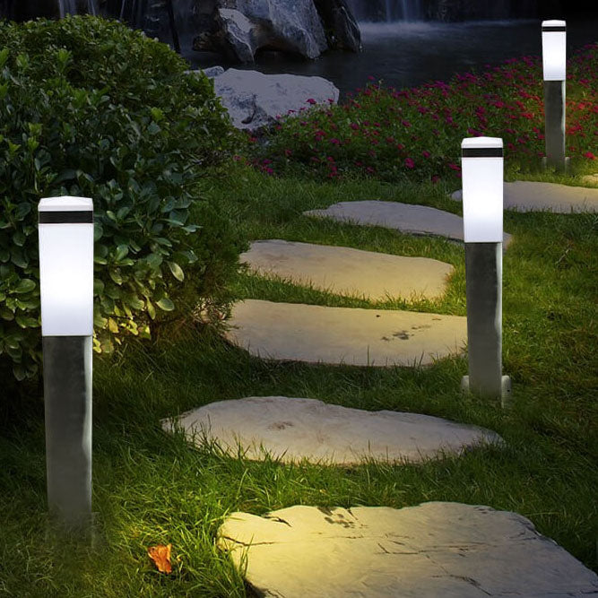 Modern Black White Rectangular Outdoor Patio 1-Light Landscape Lawn Light