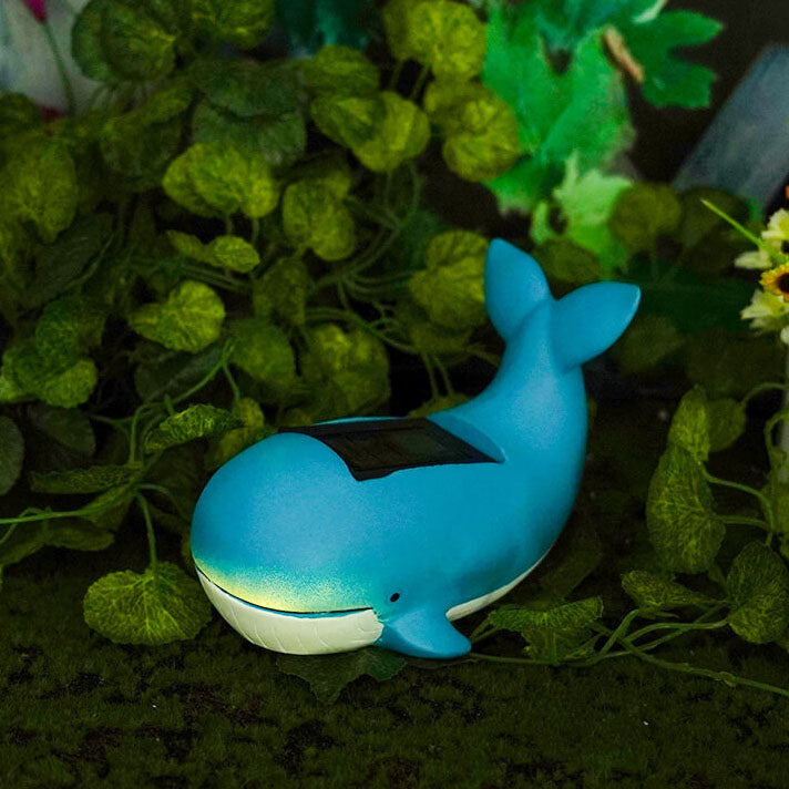 Lampe solaire créative en résine en forme de baleine pour extérieur 