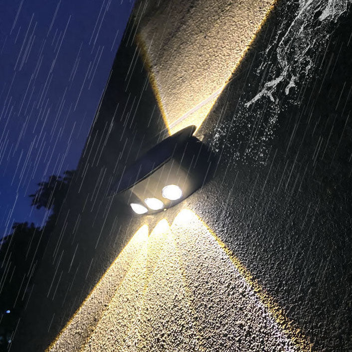 Lámpara de pared LED solar impermeable para jardín, moderna, redonda, de vidrio templado, para exteriores 