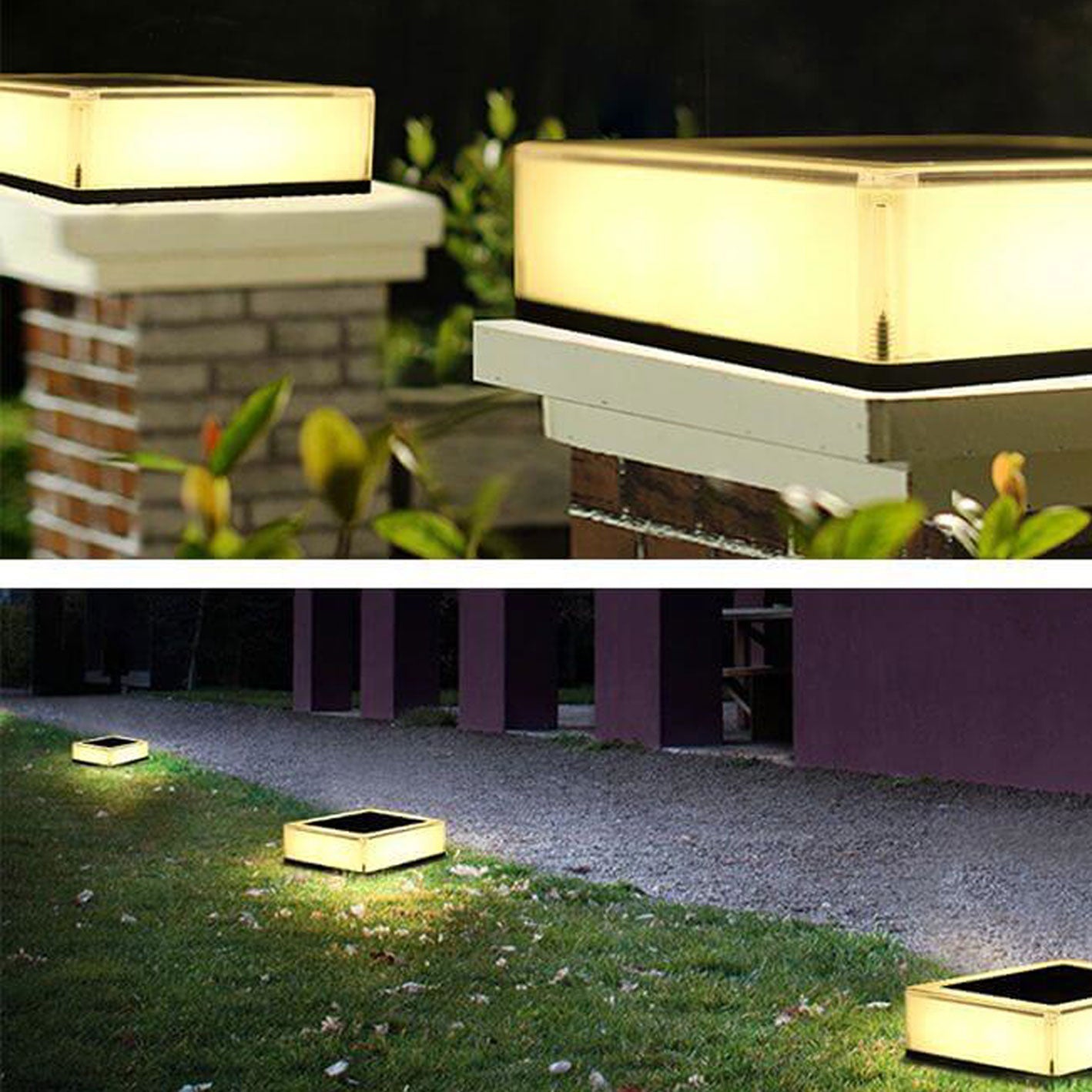 Farola cuadrada RGB solar moderna para exteriores, luz de paisaje para jardín 