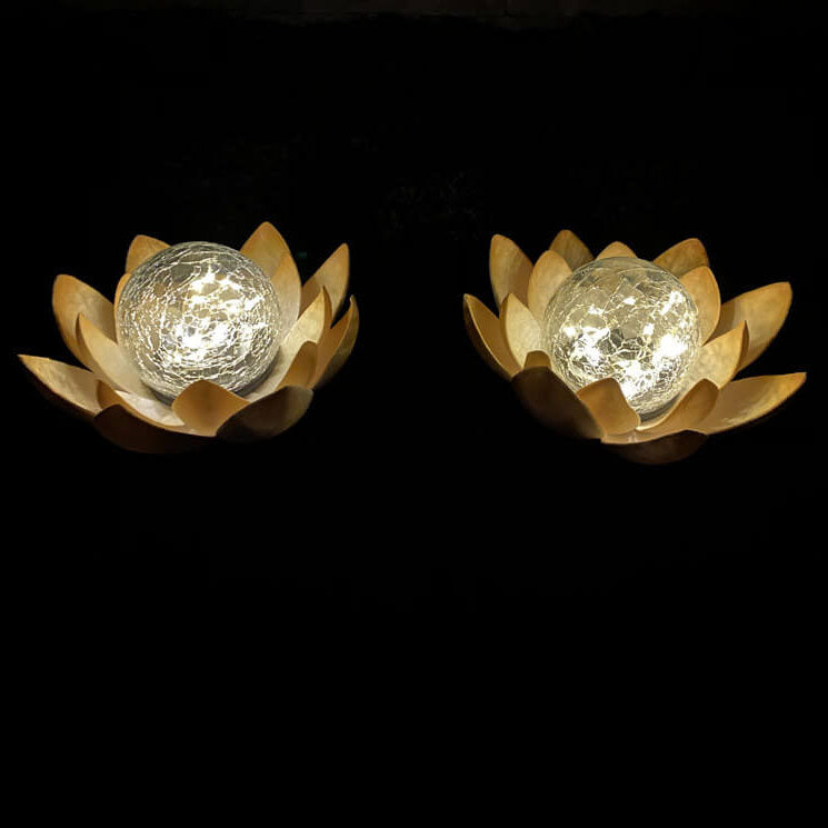 Solar Modern Glass Lotus LED Outdoor Landscape Light