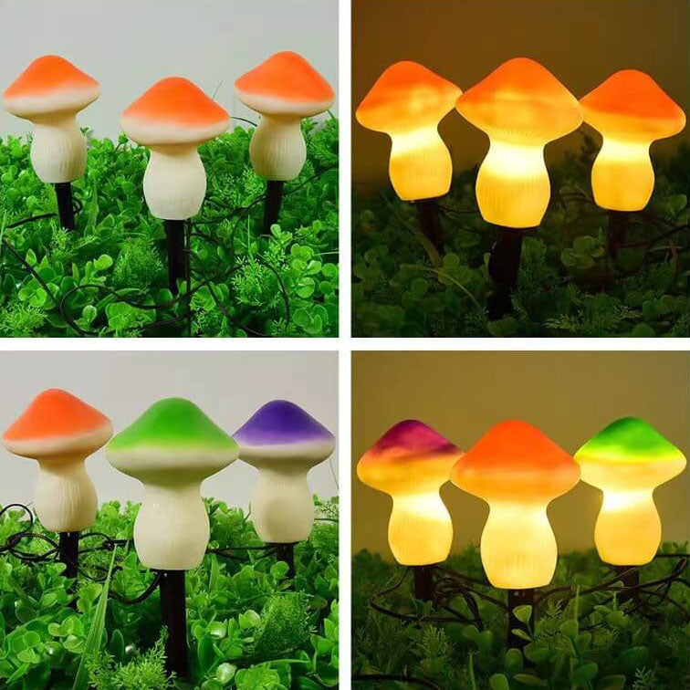 Lampe solaire d'extérieur en résine à LED en forme de champignon pour jardin 