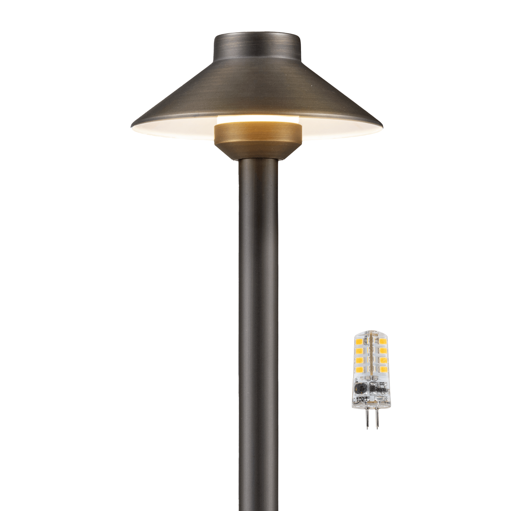 Gardenreet Lampe de chemin de paysage basse tension en laiton massif, éclairage d'accentuation extérieur à LED et éclairage de zone (chapeau)