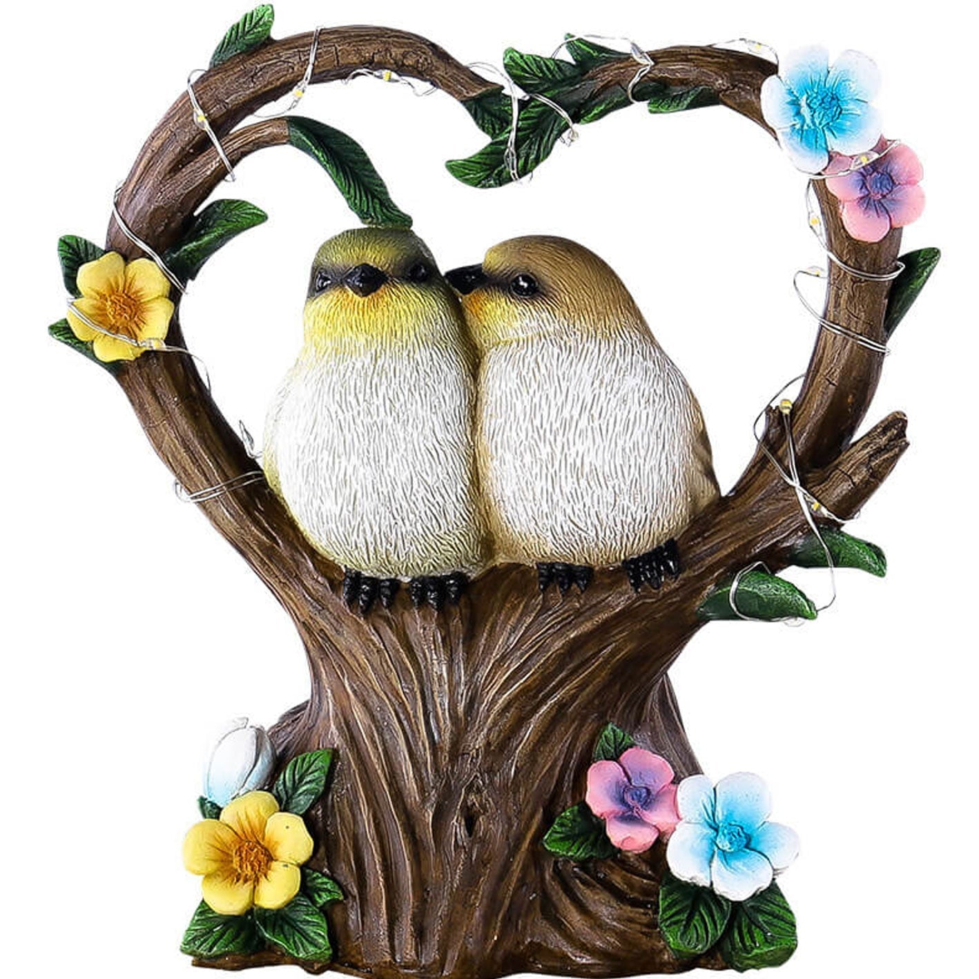 Creative Garden Solar Night Light Heart-shaped Resin Bird Outdoor LED Ornament Light