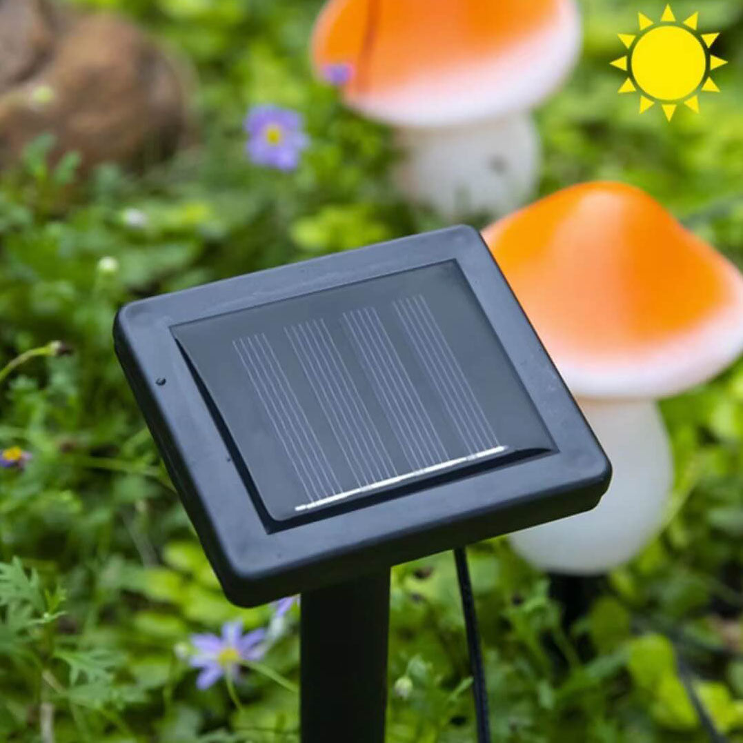 Lampe solaire d'extérieur en résine à LED en forme de champignon pour jardin 