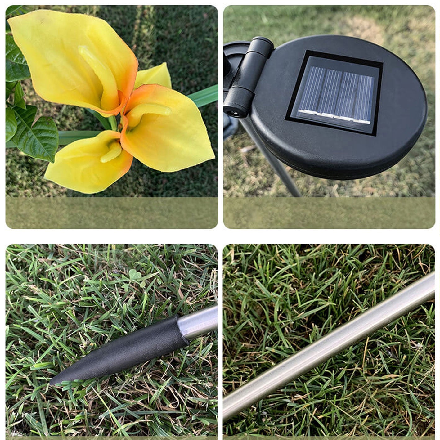 Modern Solar Horseshoe Flower Colorful 4 LED Outdoor Garden Ground Plug Landscape Light