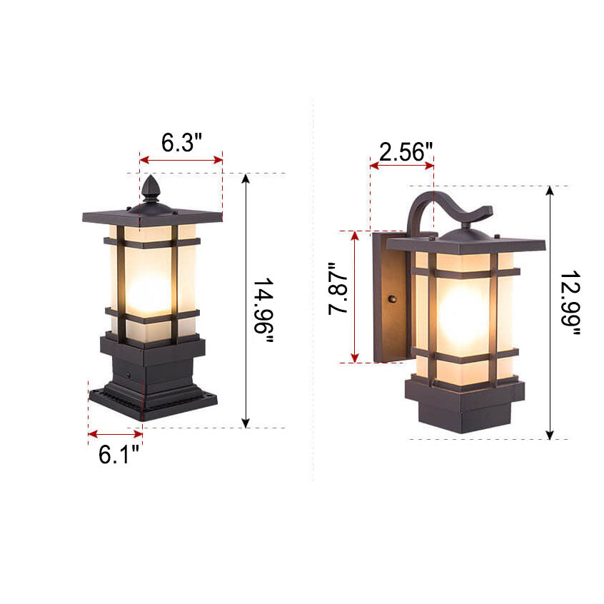 Lampe de pilier de jardin en verre et aluminium imperméable pour paysage extérieur 